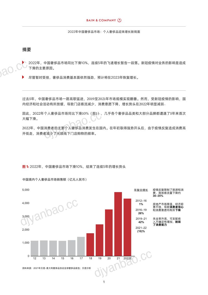 贝恩公司2022年中国奢侈品市场个人奢侈品迎来增长新局面 第3页