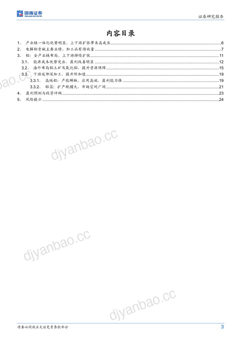 天山铝业-公司深度报告新疆大型电解铝企业一体化优势突出- 第3页