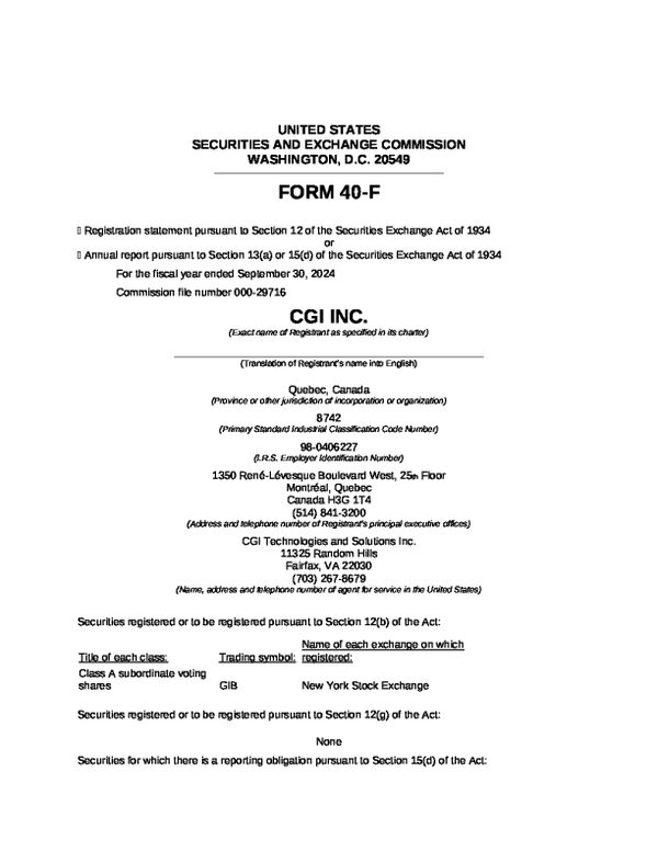 CGI Inc 2023 年度报告