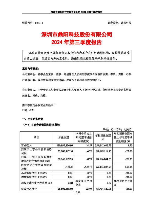 鼎阳科技:鼎阳科技2024年第三季度报告