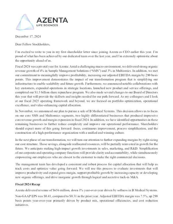 Azenta Inc 2023年度报告