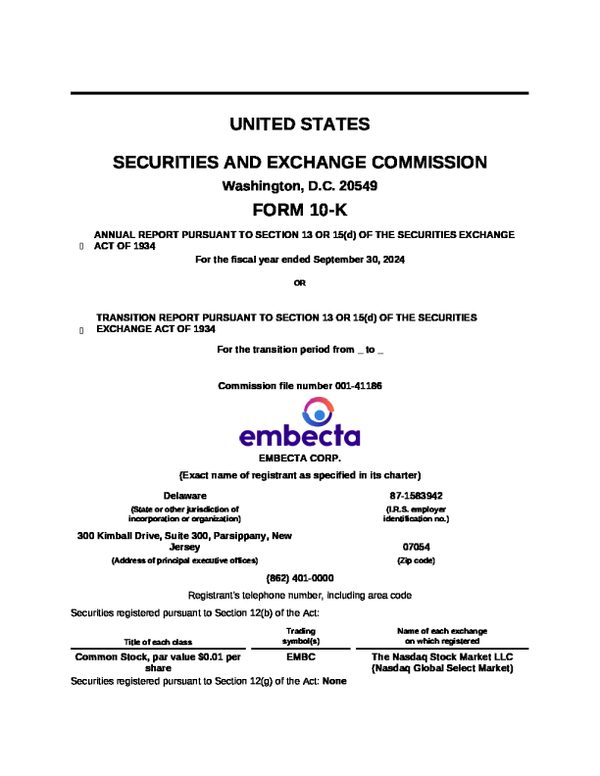 Embecta Corp 2023年度报告