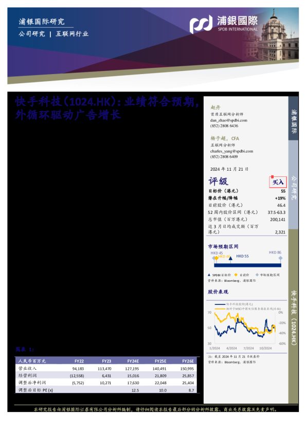 业绩符合预期，外循环驱动广告增长