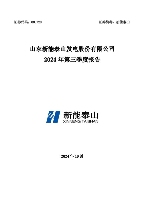 新能泰山:2024年三季度报告