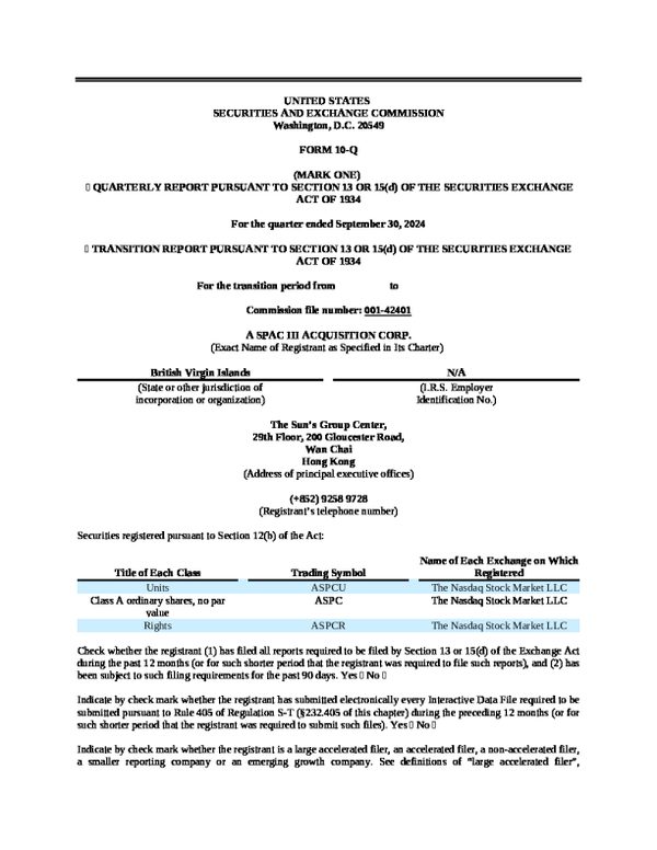 A SPAC III Acquisition Corp - A 2024 年年度报告