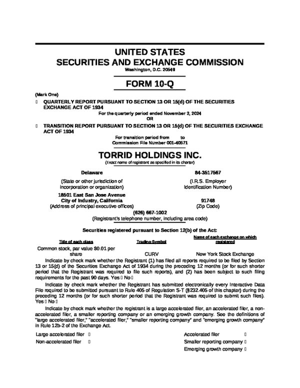 Torrid Holdings Inc 2024 年度年度报告