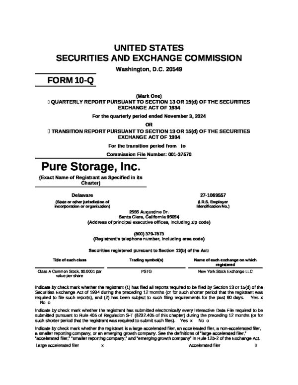 Pure Storage Inc - A 2024 年年度报告