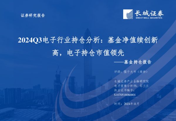 2024Q3电子行业持仓分析:基金净值续创新高,电子持仓市值领先