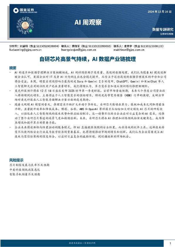 AI周观察:自研芯片高景气持续,AI数据产业链梳理