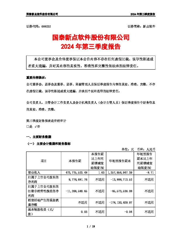 新点软件:新点软件2024年第三季度报告