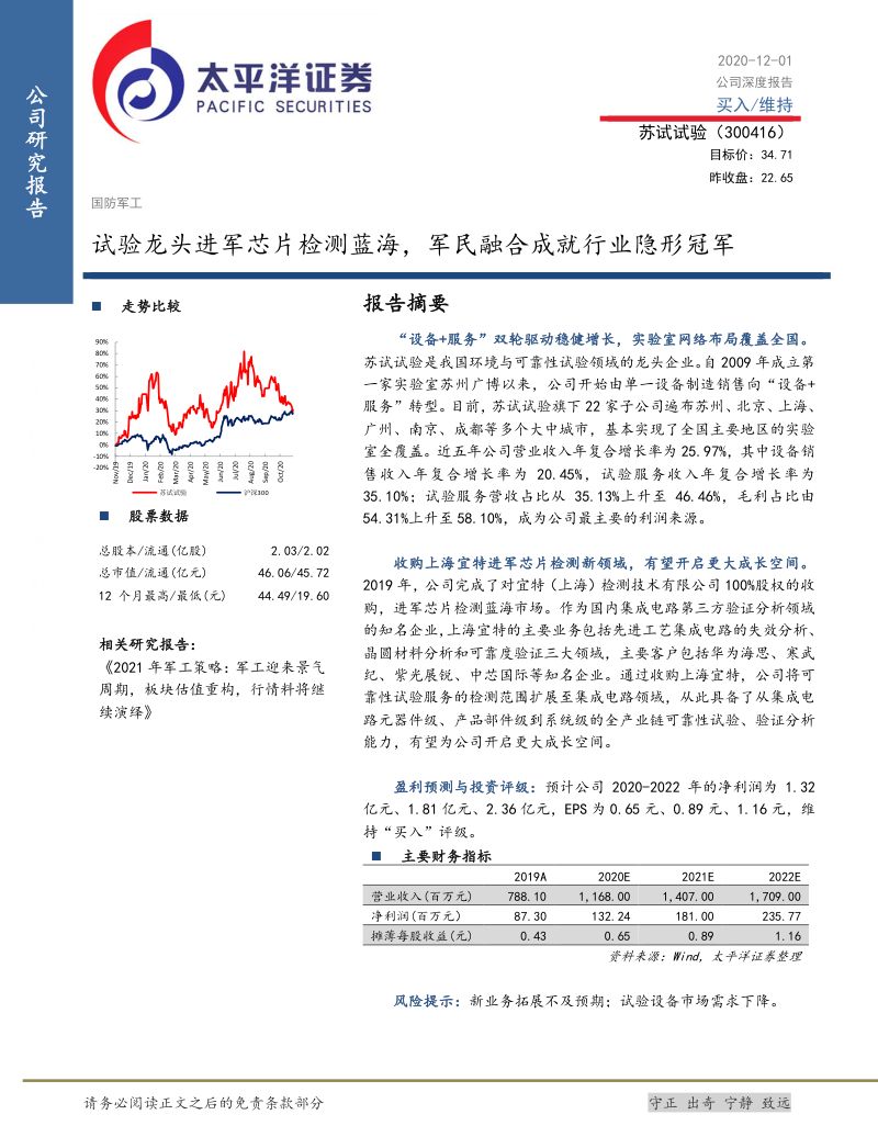 公司研究苏试试验-试验龙头进军芯片检测蓝海军民融合成就行业隐形冠军-