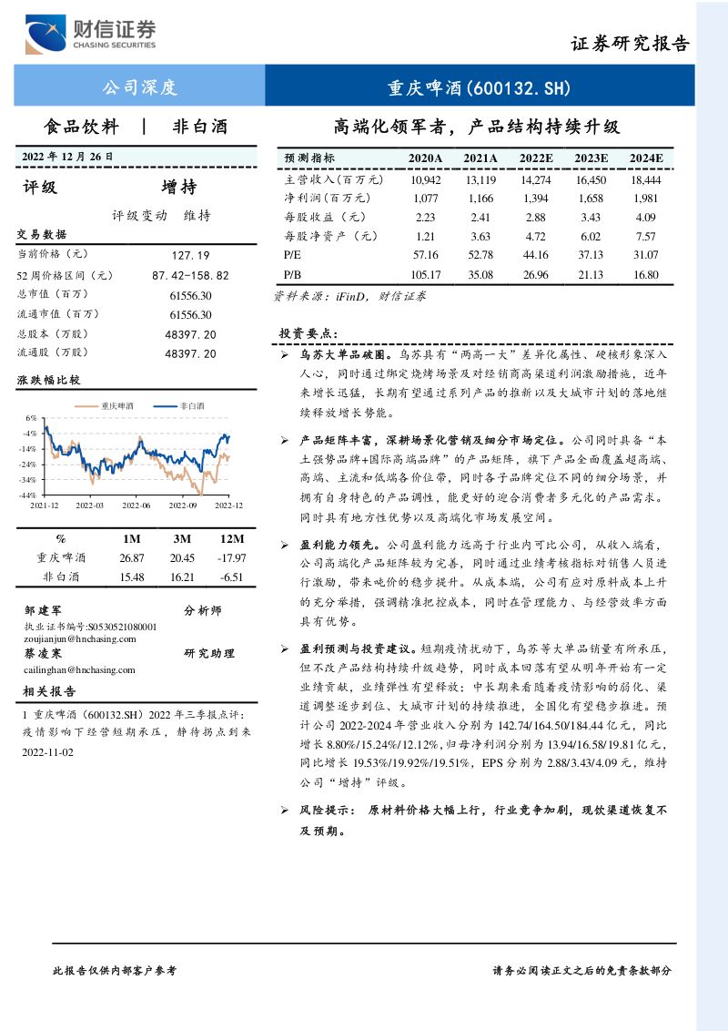 重庆啤酒-高端化领军者产品结构持续升级-