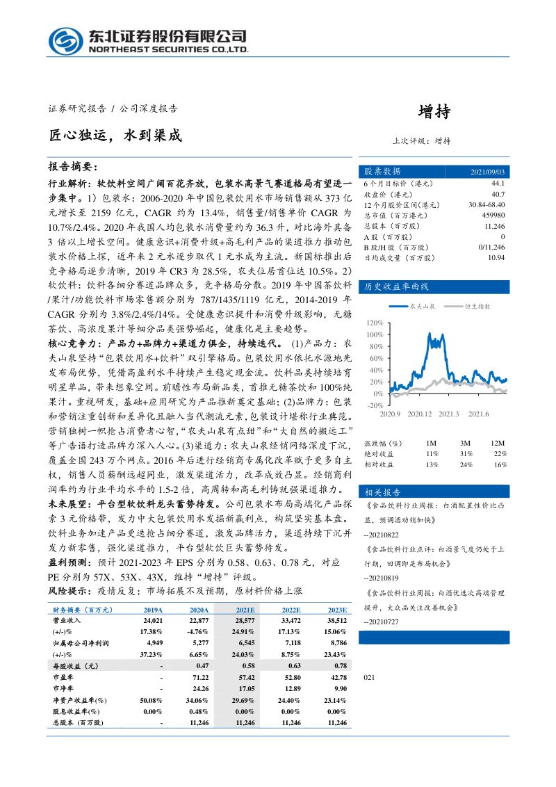 农夫山泉-公司深度报告匠心独运水到渠成-
