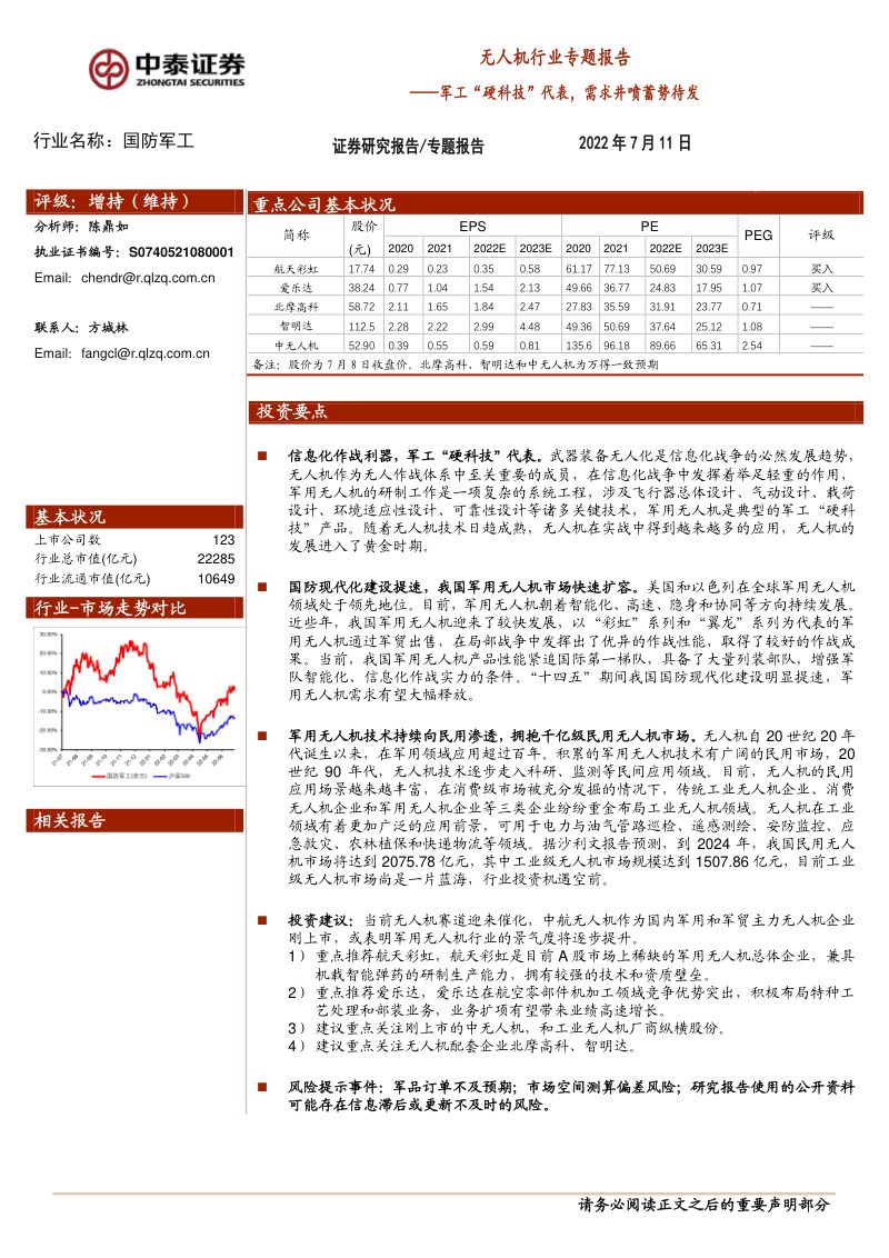 无人机行业专题报告:军工“硬科技”代表需求井喷蓄势待发-220711(36页)