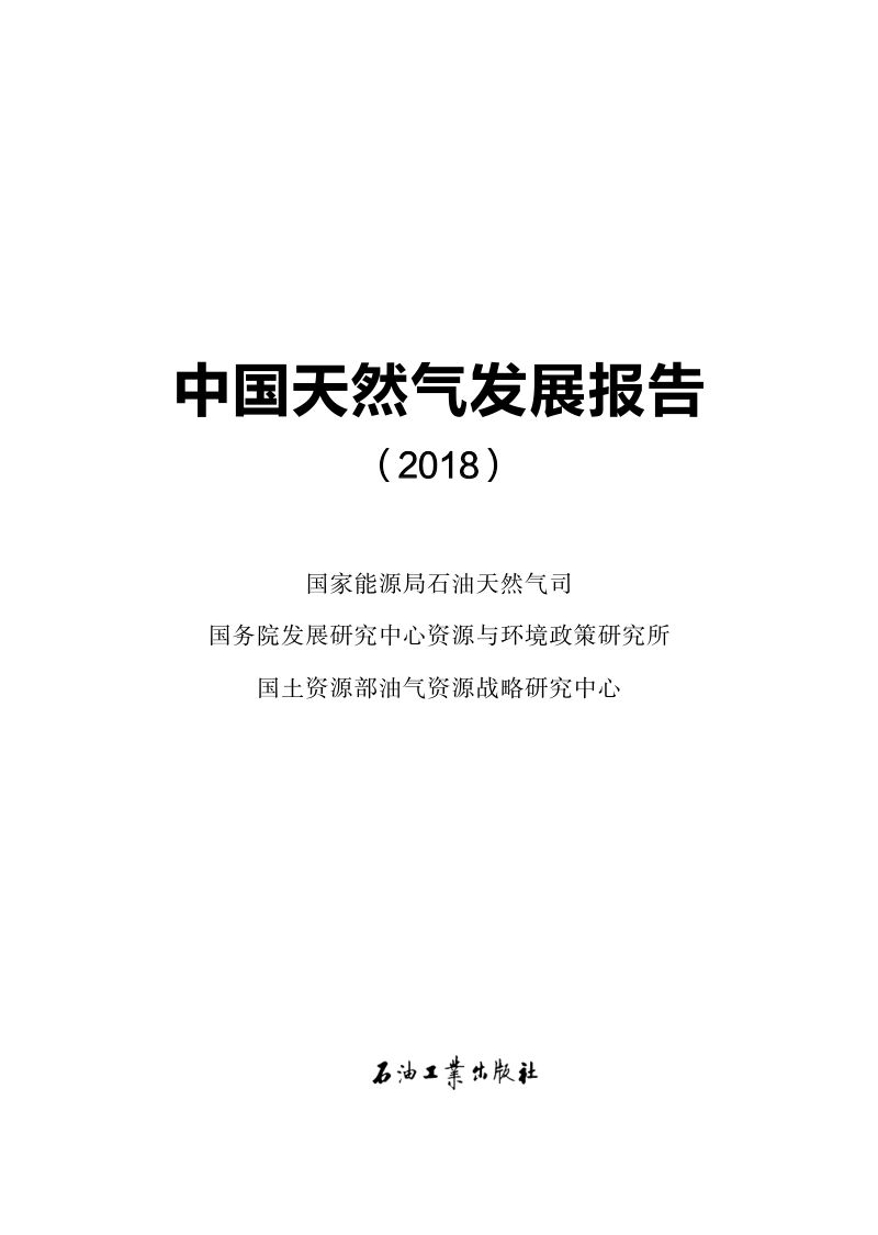 国家能源局2018中国天然气发展报告