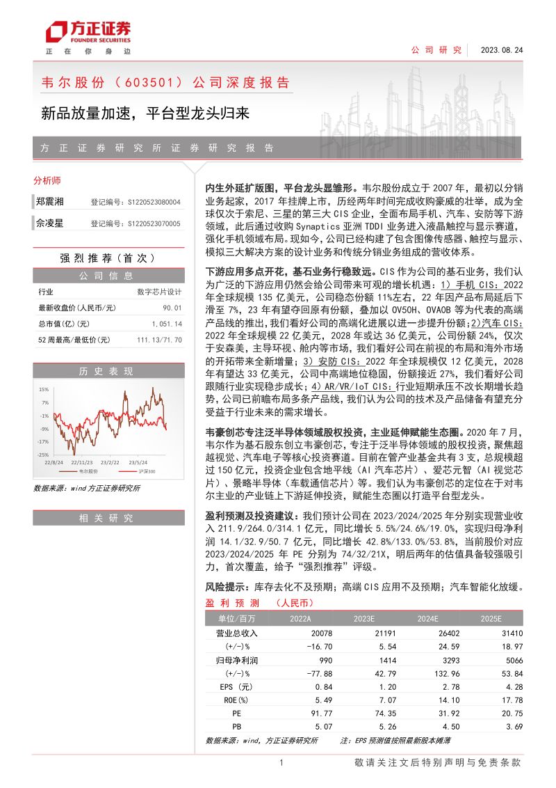 韦尔股份-公司深度报告新品放量加速平台型龙头归来-