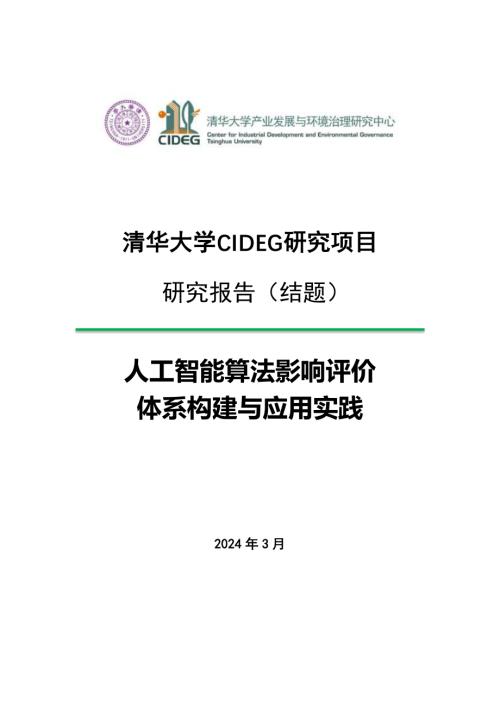 CIDEG：2024人工智能算法影响评价体系构建与应用实践报告（77页）