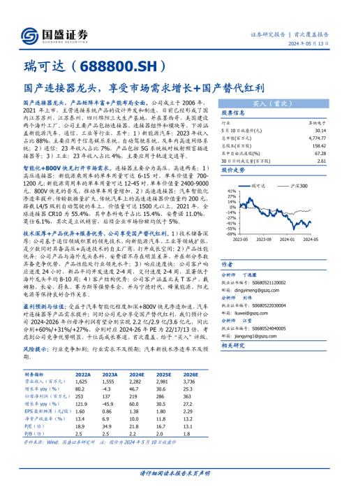 瑞可达-公司研究报告-国产连接器龙头享受市场需求增长+国产替代红利-240513（21页）