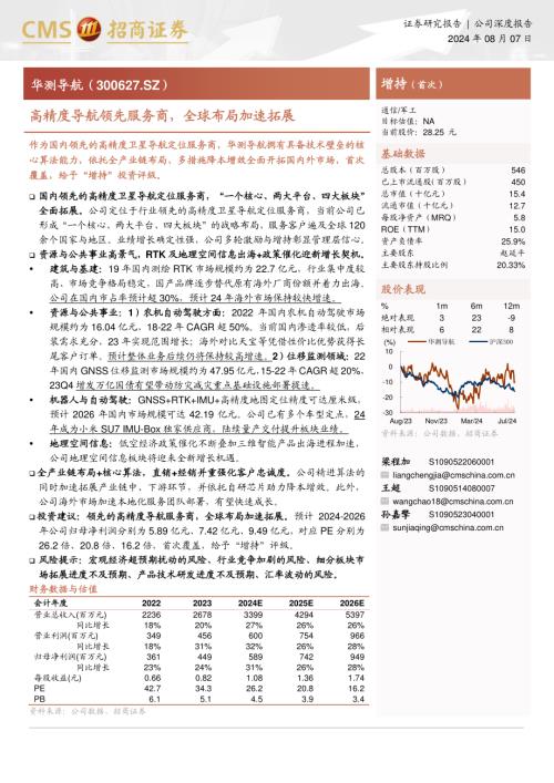 华测导航-公司研究报告-高精度导航领先服务商全球布局加速拓展-240807（36页）