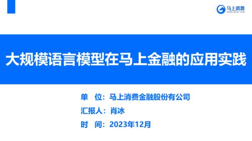 大规模语言模型在马上金融的应用实践