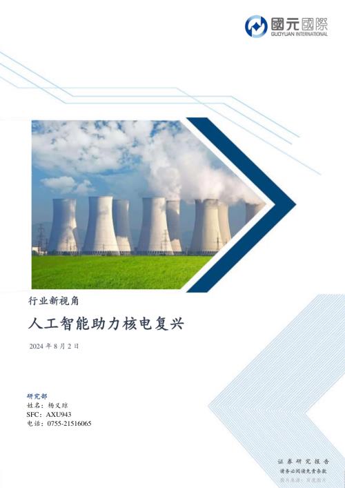 人工智能行业新视角：人工智能助力核电复兴-240802（22页）