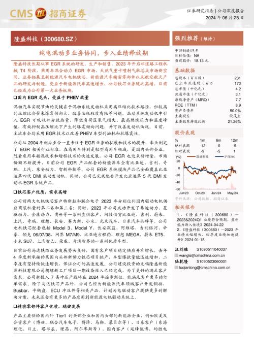 隆盛科技-公司研究报告-纯电混动多业务协同步入业绩释放期-240625（28页）