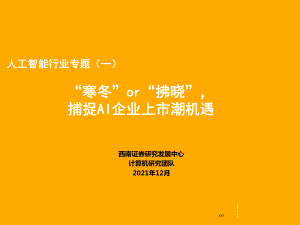人工智能行业专题（一）：“寒冬”or“拂晓”捕捉AI企业上市潮机遇-211219（96页）