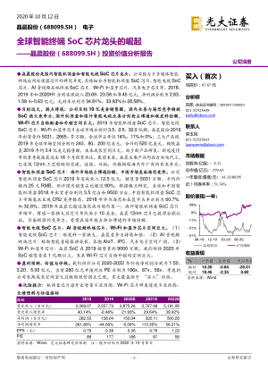 【公司研究】晶晨股份-投资价值分析报告:全球智能终端SoC芯片龙头的崛起-20201012(31页)