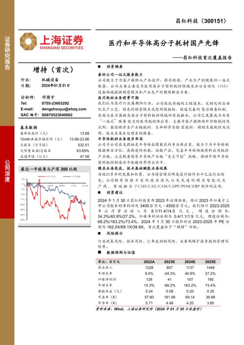 昌红科技-公司首次覆盖报告：医疗和半导体高分子耗材国产先锋-240131（17页）
