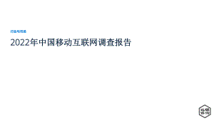 远瞩咨询：2022年中国移动互联网调查报告（30页）