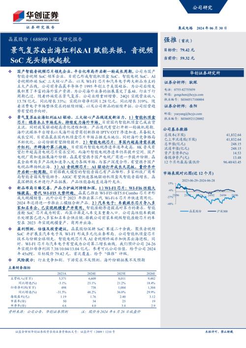 晶晨股份-公司深度研究报告：景气复苏&出海红利&AI赋能共振音视频SoC龙头扬帆起航-240630（32页）