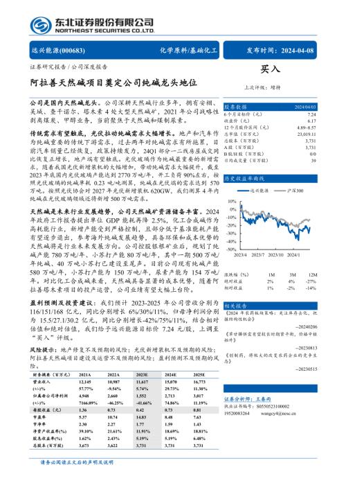 远兴能源-公司研究报告-阿拉善天然碱项目奠定公司纯碱龙头地位-240408（31页）