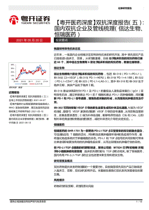 【研报】医药行业深度:双抗深度报告(五)国内双抗企业及管线梳理(信达生物、恒瑞医药)-210520(18页)