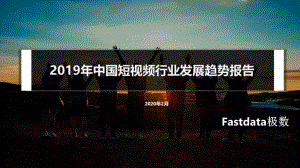 Fastdata极数：2019年中国短视频行业发展趋势报告（36页）