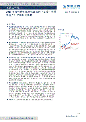 【研报】医药生物行业：2021年为何战略性重视医药的“芯片”原料药资产？中国制造崛起！-20201204（24页）