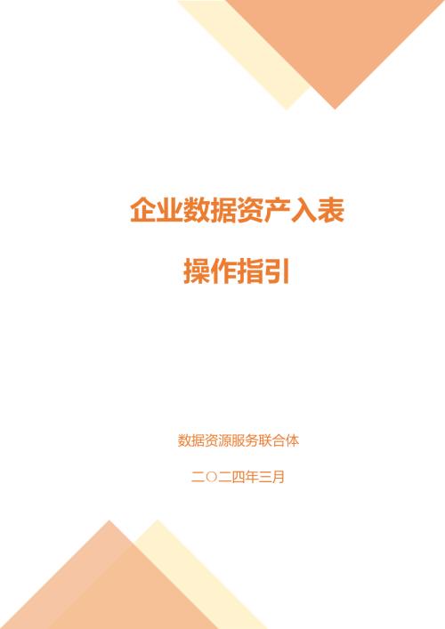 数据资源服务联合体：2024企业数据资产入表操作指引（96页）