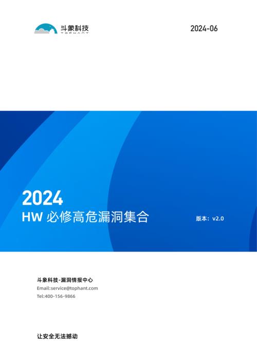 斗象科技:2024HW必修高危漏洞集合v2.0(32页)