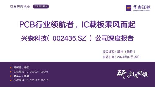 兴森科技-公司深度报告：PCB行业领航者IC载板乘风而起-240725（38页）