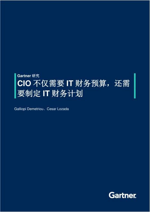 Gartner:CIO不仅需要IT财务预算还需要制定IT财务计划(2024)(20页)