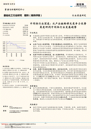 中间体行业深度：从产业链转移及竞争力优势角度研判中间体行业发展趋势（25页）