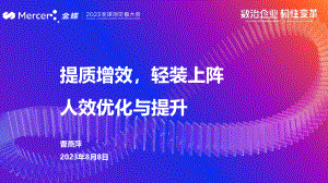 提质增效轻装上阵人效优化与提升