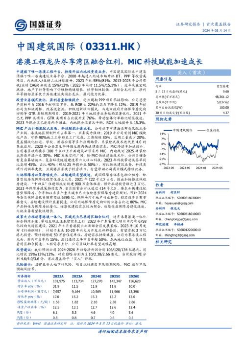 中国建筑国际-港股公司研究报告-港澳工程龙头尽享湾区融合红利MiC科技赋能加速成长-240514（38页）