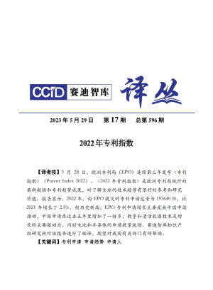 赛迪译丛：2022年专利指数报告（20页）