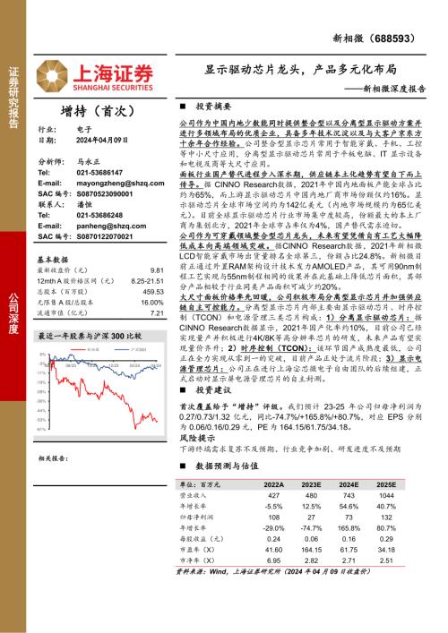 新相微-公司深度报告：显示驱动芯片龙头产品多元化布局-240409（19页）