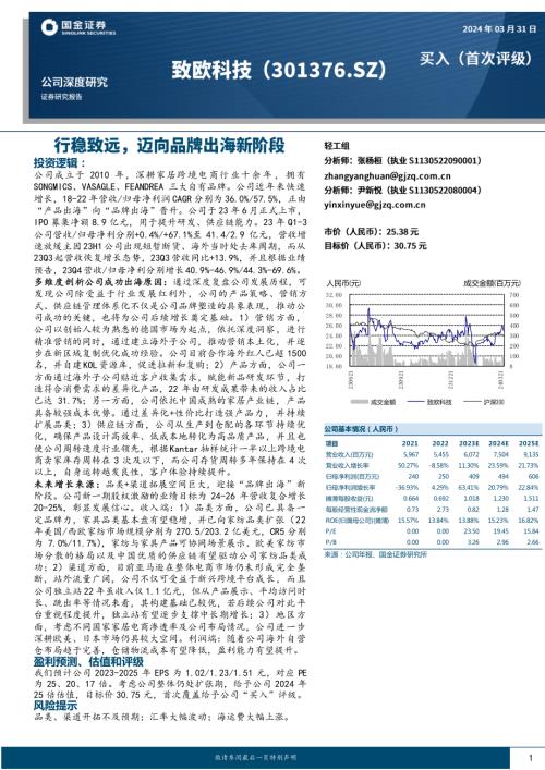 致欧科技-公司研究报告-行稳致远迈向品牌出海新阶段-240331（30页）