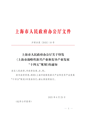 上海市战略性新兴产业和先导产业发展“十四五”规划（32页）