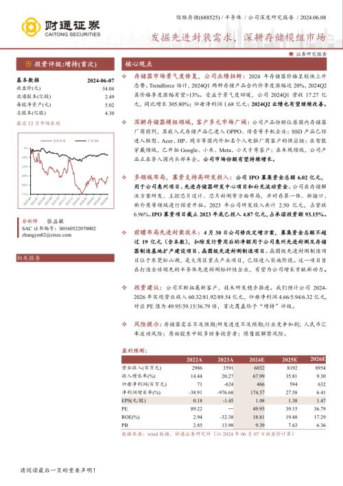 佰维存储-公司研究报告-发掘先进封装需求深耕存储模组市场-240608（21页）