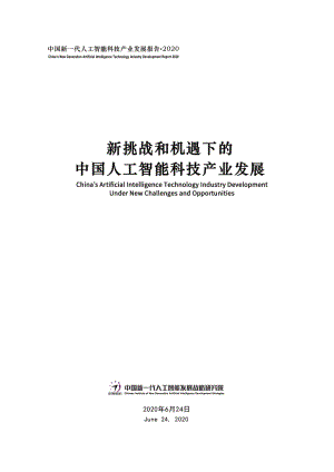 CINGAI：2020中国新一代人工智能科技产业发展报告(25页)