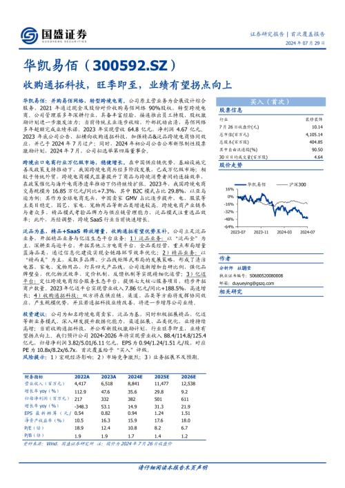 华凯易佰-公司研究报告-收购通拓科技旺季即至业绩有望拐点向上-240729（25页）