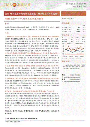 电子行业AMD数据中心和AI技术首映跟踪报告：全球AI加速器市场规模高速增长MI300系列产品亮相-230614（22页）